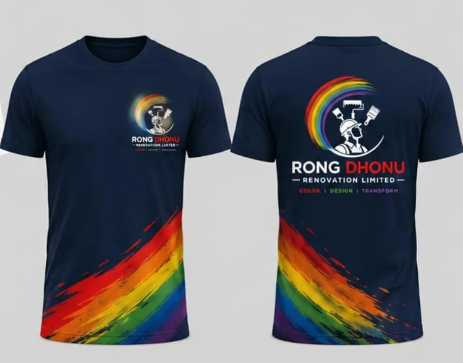 Rong Dhonu crew T-shirts, front and back